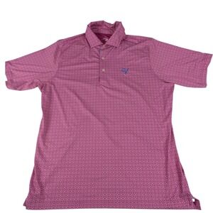 Fairway & Greene Mens Large Pink Geometric Performance Golf Polo Shirt USA